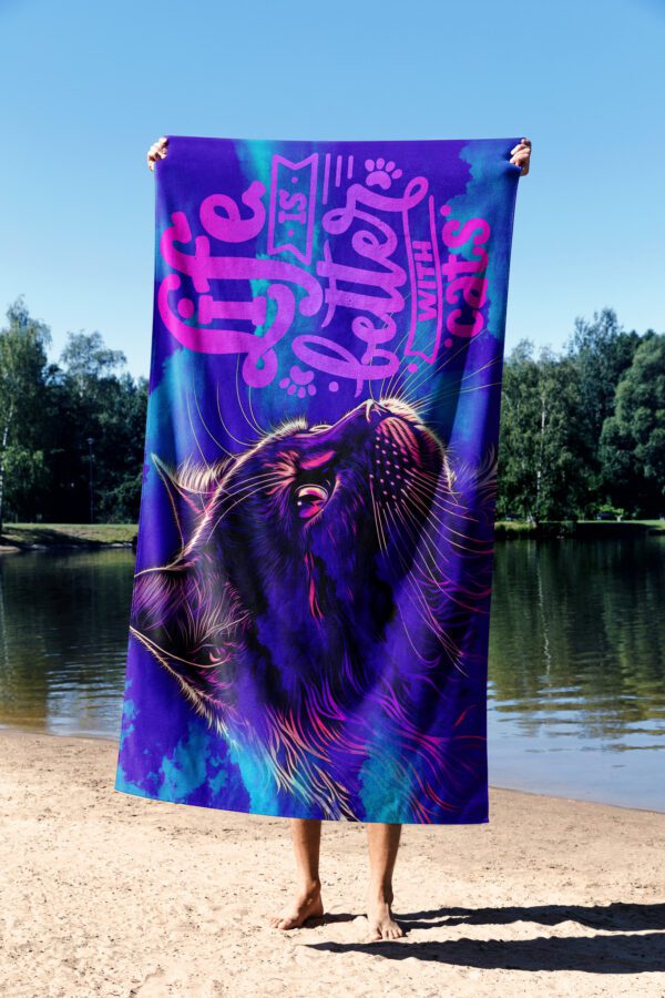 Essential Towel Life With Cats Plaj Havlusu